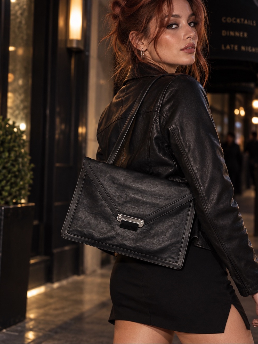 🖤MAKE OFFER🖤 Kooba Black Envelope Shoulder Bag Rock Punk Silver Purse
